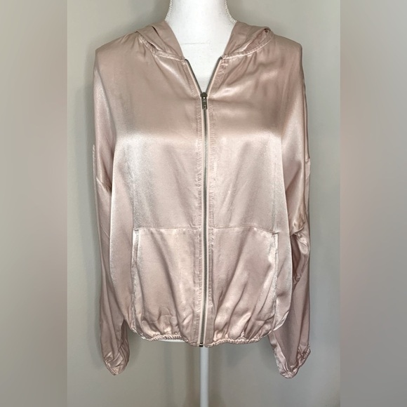 NWT Lanston Zip Up Hooded Jacket Women Size Large Blush Pink - Picture 1 of 6